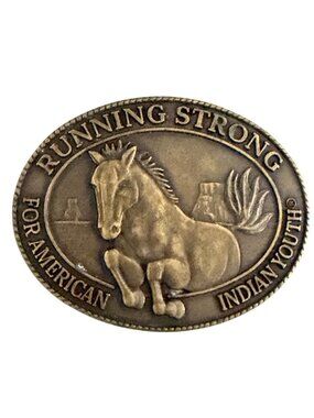 Vintage 1996 Billy Mills Running Strong for American Indian Youth Belt Buckle